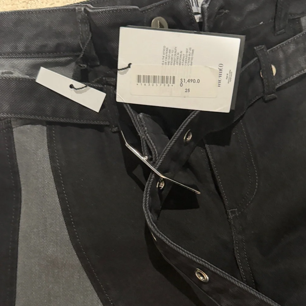 The Attico Black and Gray Patchwork Wide-Leg Jeans - Picture 7 of 8